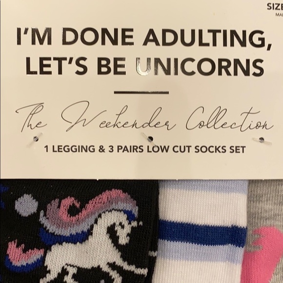 I’M DONE ADULTING, LETS BE UNICORNS LEGGING/SOCKS - Picture 4 of 4